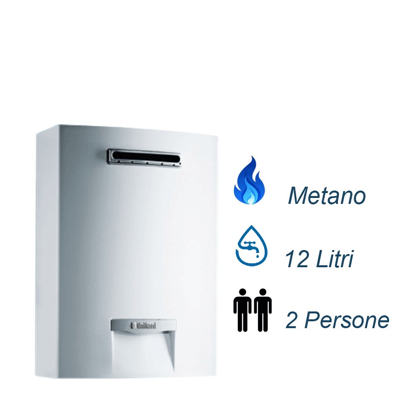 Vaillant Scaldabagno a Gas  per esterno outsideMAG 12 litri low NOx cod. MAG 128/1-5 RT Metano