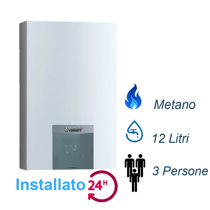 SCALDABAGNO A GAS VAILLANT TURBOMAG PLUS 12-6/1- 5 RT LOW NOX CAMERA STAGNA 12 L/MIN METANO