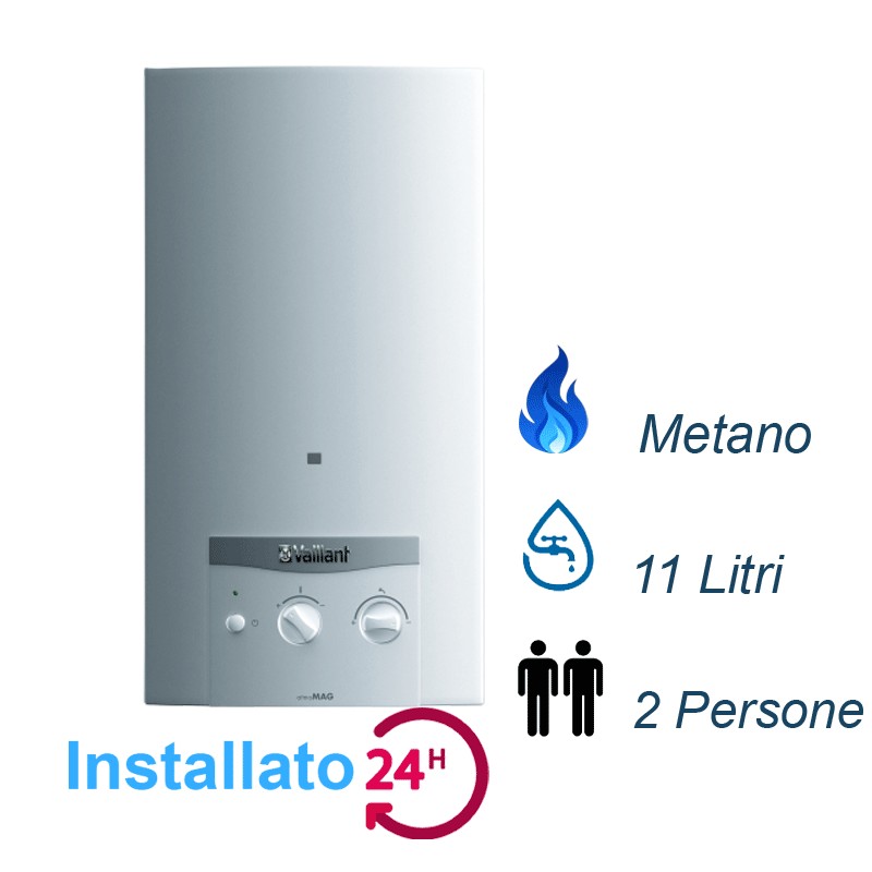 SCALDABAGNO A GAS VAILLANT ATMOMAG MINI 11-4/1 XI ERP CAMERA APERTA LOW NOX 11 L/MIN METANO